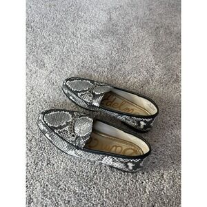 Sam Edelman Lorenzo Loafers Shoes Women‎ Snake Print Leather Flats Size 6 EU 36